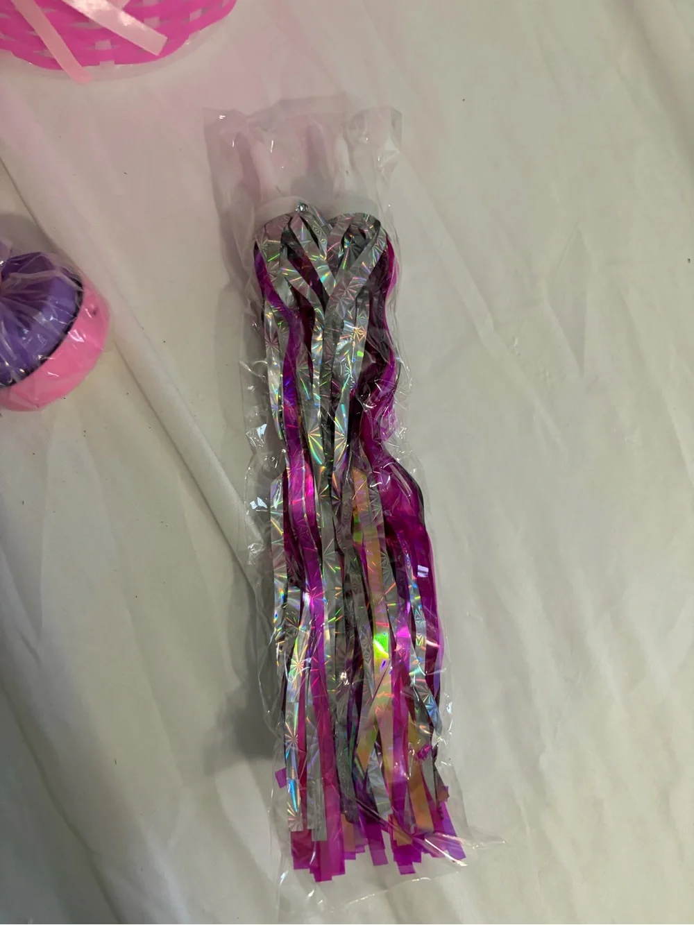 Bike Basket Pink Set w Handlebar Streamers, Daisy Bell & Pinwheel Bicycle NWOT
